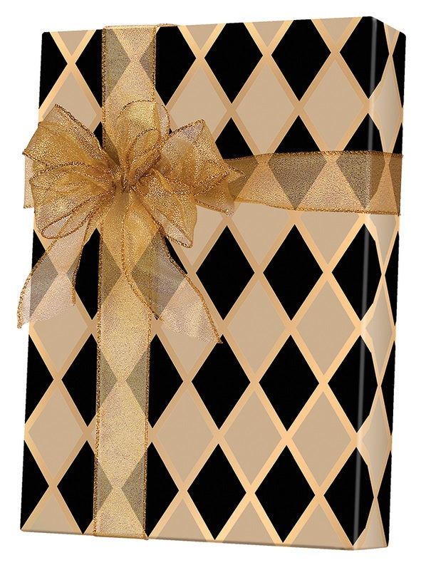 Gold Black Mud Cloth Pattern Gift Wrap Paper Any Occasion 