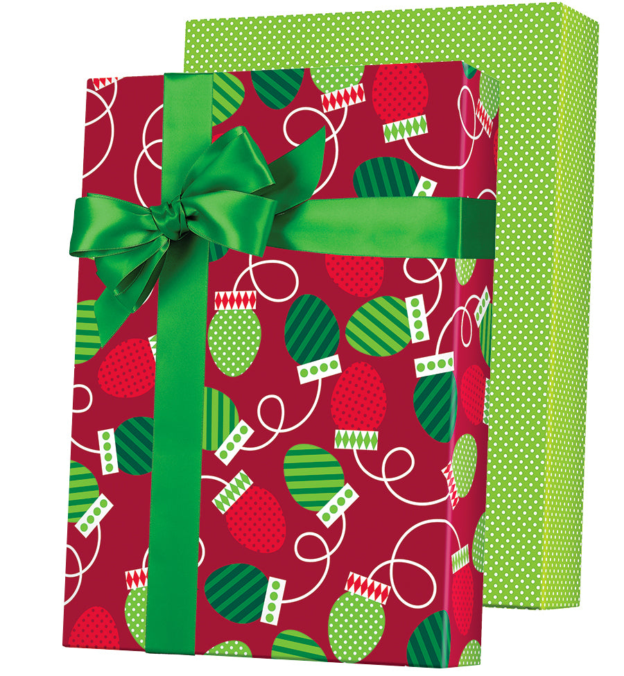 Christmas Bulbs Reversible Wrapping Paper (36 Sq. ft.) | Innisbrook Wraps